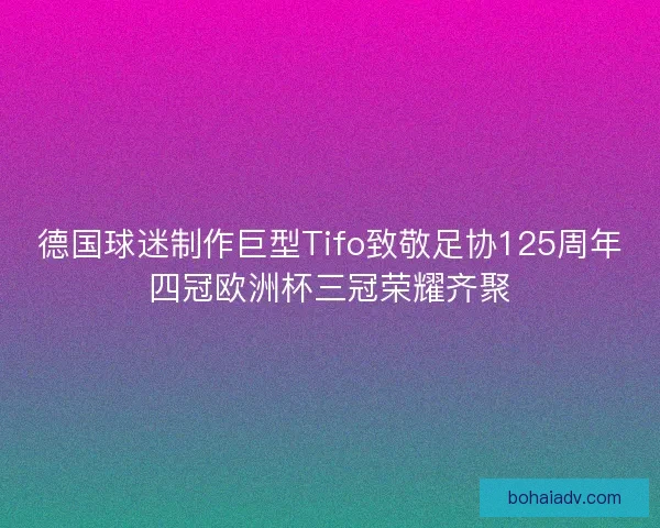 德国球迷制作巨型Tifo致敬足协125周年四冠欧洲杯三冠荣耀齐聚
