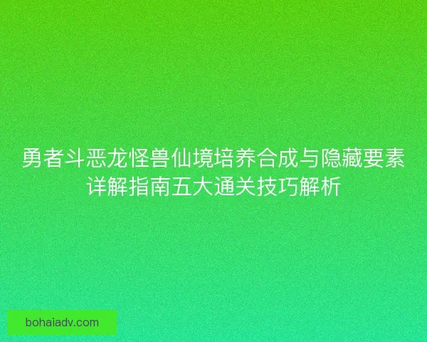 勇者斗恶龙怪兽仙境培养合成与隐藏要素详解指南五大通关技巧解析